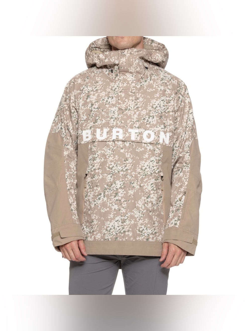 Burton Beige Digital Camo Hooded Pullover Jacket